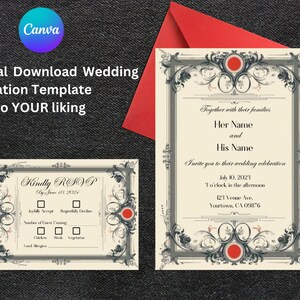 Gothic Wedding Template, Editable Wedding Template, Printable Save the ...
