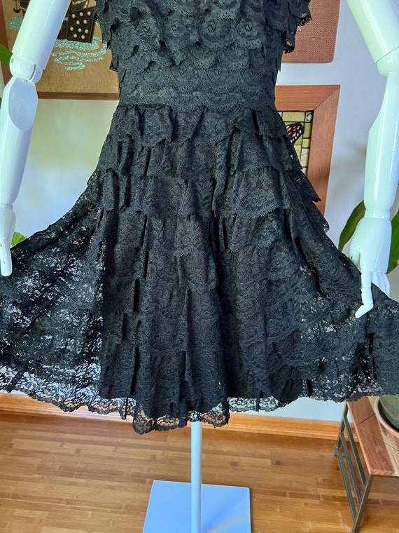 50s Vintage Rare FERMAN-O'GRADY Black Tiered Lace… - image 7