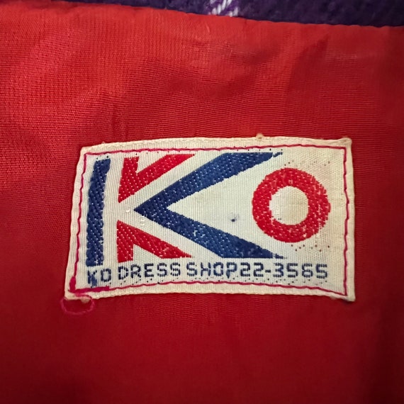 60s Vintage KO Dress Shop MOD Red and Purple Plai… - image 9