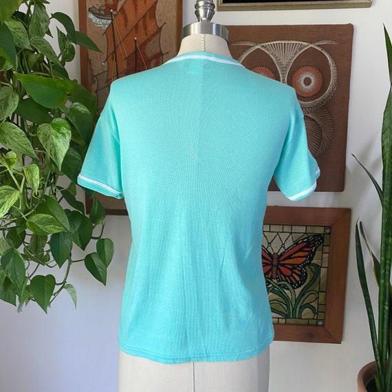 70s 80s Vintage LANGTRY Sea Foam Green and White … - image 7