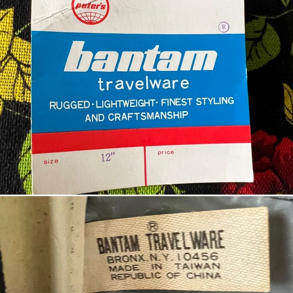 70s Vintage BANTAM Travelware Black Floral Luggag… - image 9