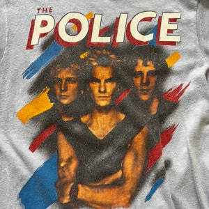 80s Vintage THE POLICE Synchronicity North America 1983 Tour Light Blue T Shirt Size Small image 3