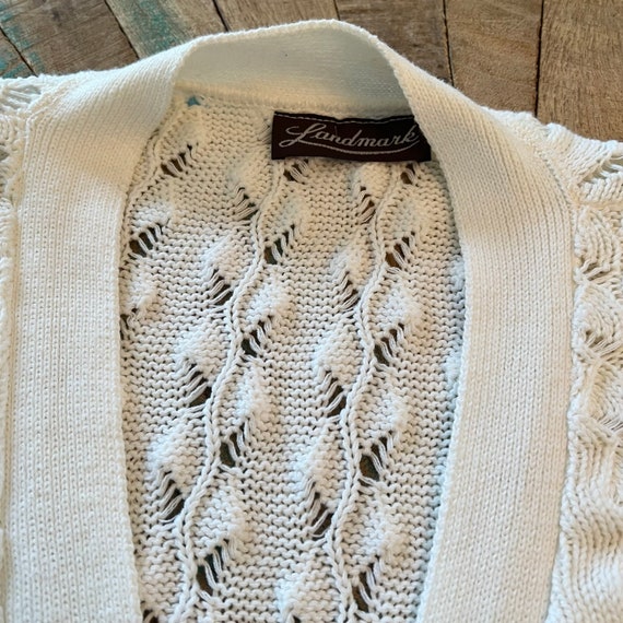 80s Vintage LANDMARK Off White Open Weave Cotton … - image 3