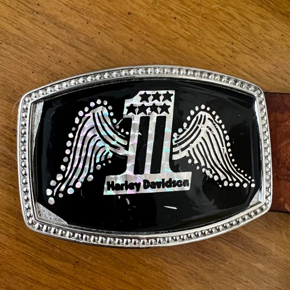 Harley-Davidson Black Belt with Silver Winged Emblem Rare Harley-davidson Womens H-D W/ Rhinestone Wings.#97647  main image 2