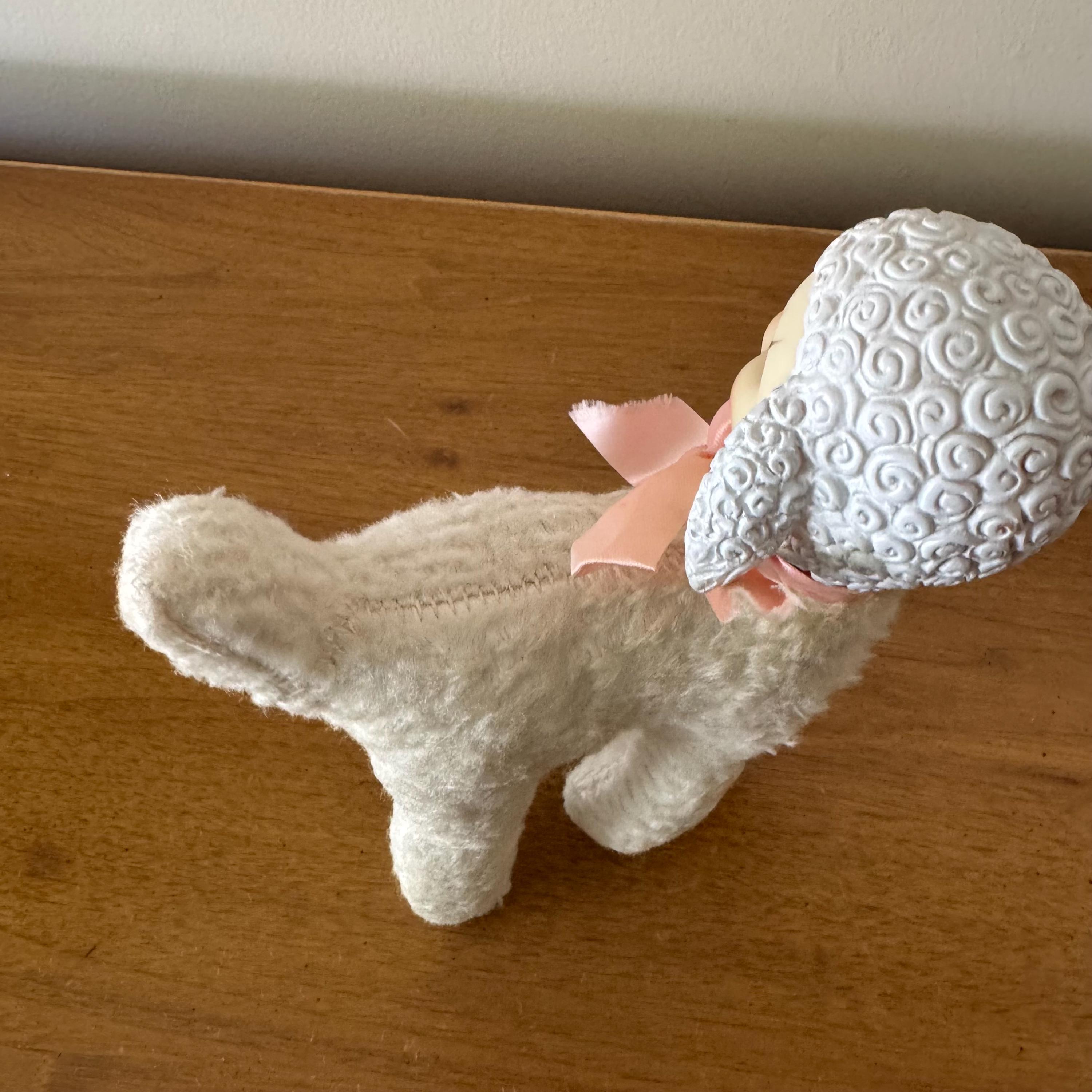 The Rushton Company 羊のラバーフェイスドール RARE 50s Vintage RUSHTON Lamb Rubber Face Plush With Curly Hair