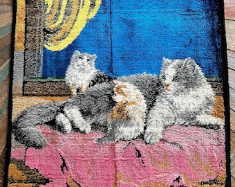 Vintage Persian Cat Tapestry Pillow Cover, Made in Italy