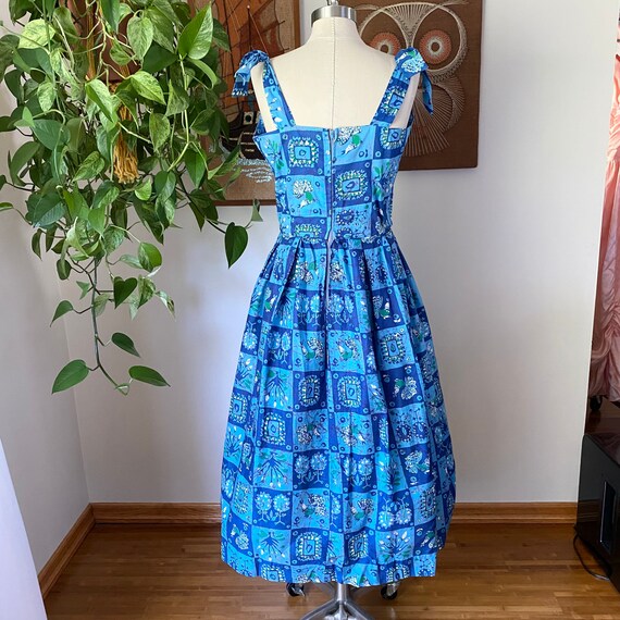 50s Vintage Unlabeled SHAHEEN Blue Hawaiian Fit a… - image 8