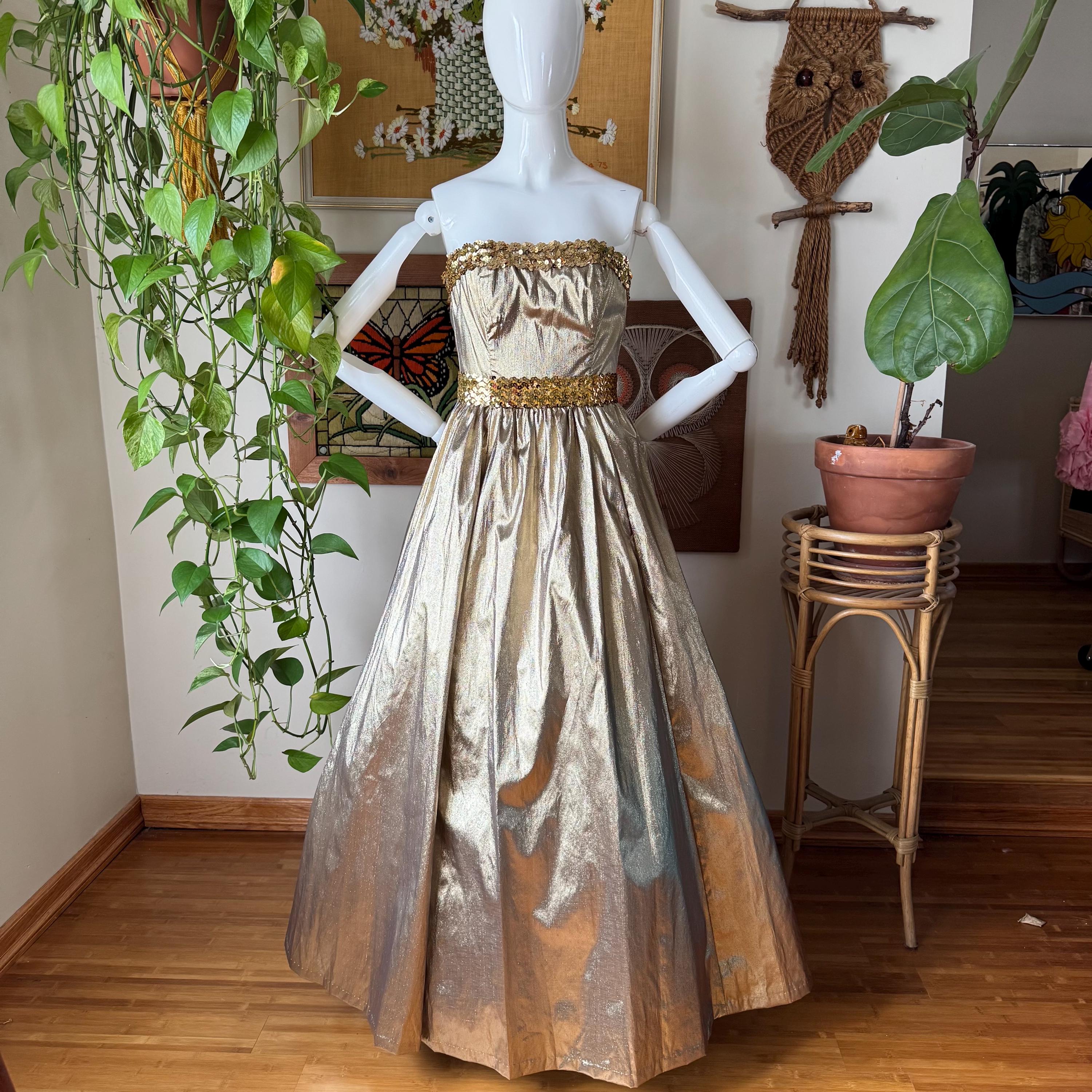 80s Gold Prom Dress - Etsy