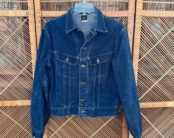 70s Vintage LEE RIDERS Dark Wash Denim Jean Jacket Boys 20 Mens Small