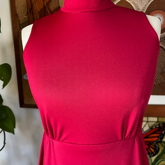 70s Vintage LORRIE DEB Cranberry Red Mock Neck Sl… - image 6