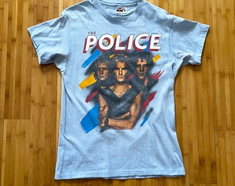 80s Vintage THE POLICE Synchronicity North America 1983 Tour Light Blue T Shirt Size Small