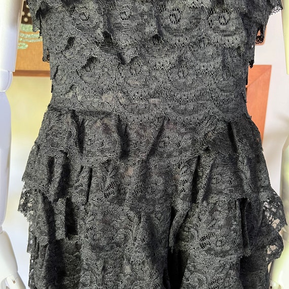 50s Vintage Rare FERMAN-O'GRADY Black Tiered Lace… - image 6