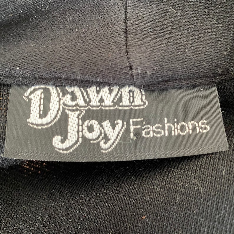 Size XS to Small 80s 90s Vintage Dawn Joy Fashions Black Multicolor Jeweled Long Sleeve Sheath Dress