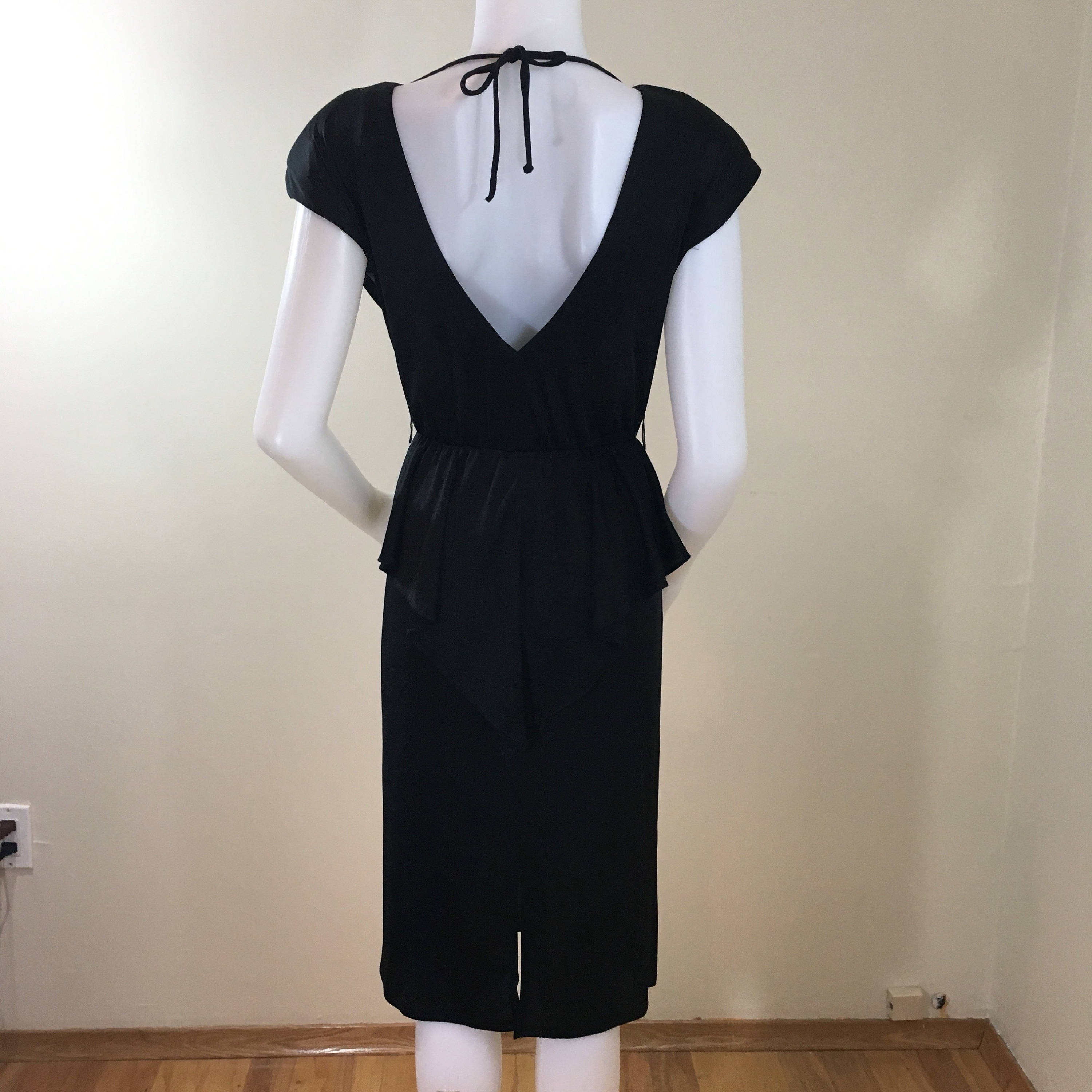 80s Black Sequined Peplum Disco Cocktail Dress Size Medium | Etsy