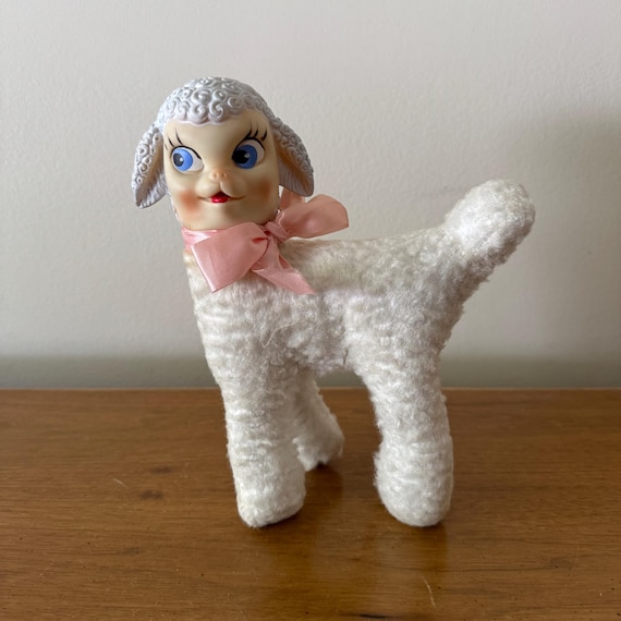 RARE 50s Vintage RUSHTON Lamb Rubber Face Plush With Curly Hair