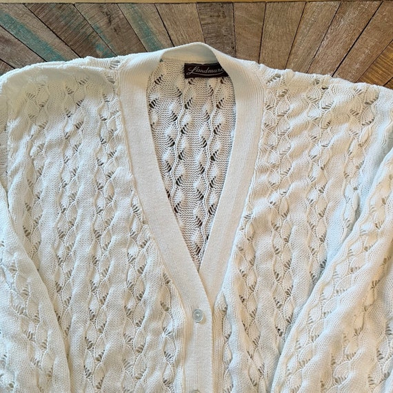 80s Vintage LANDMARK Off White Open Weave Cotton … - image 2