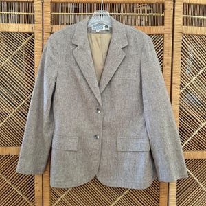 80s Vintage THE VILLAGER Beige Wool Blazer Size Medium