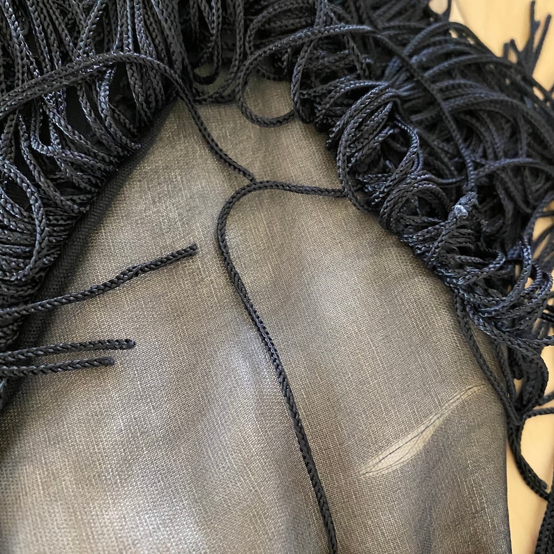 Size Large 50s Vintage Miami Casuals Black Fringed Bust Sleeveless Cocktail Wiggle Dress