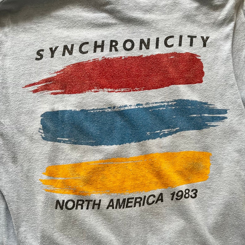 80s Vintage THE POLICE Synchronicity North America 1983 Tour Light Blue T Shirt Size Small image 10