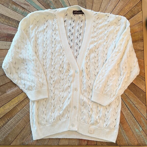 80s Vintage LANDMARK Off White Open Weave Cotton … - image 1