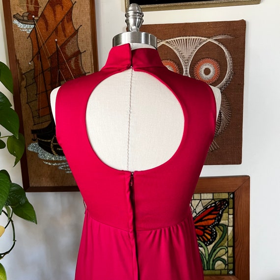 70s Vintage LORRIE DEB Cranberry Red Mock Neck Sl… - image 9