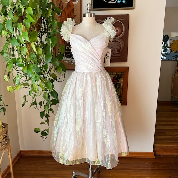 80s Vintage JESSICA MCCLINTOCK for Gunne Sax NWT Iridescent White