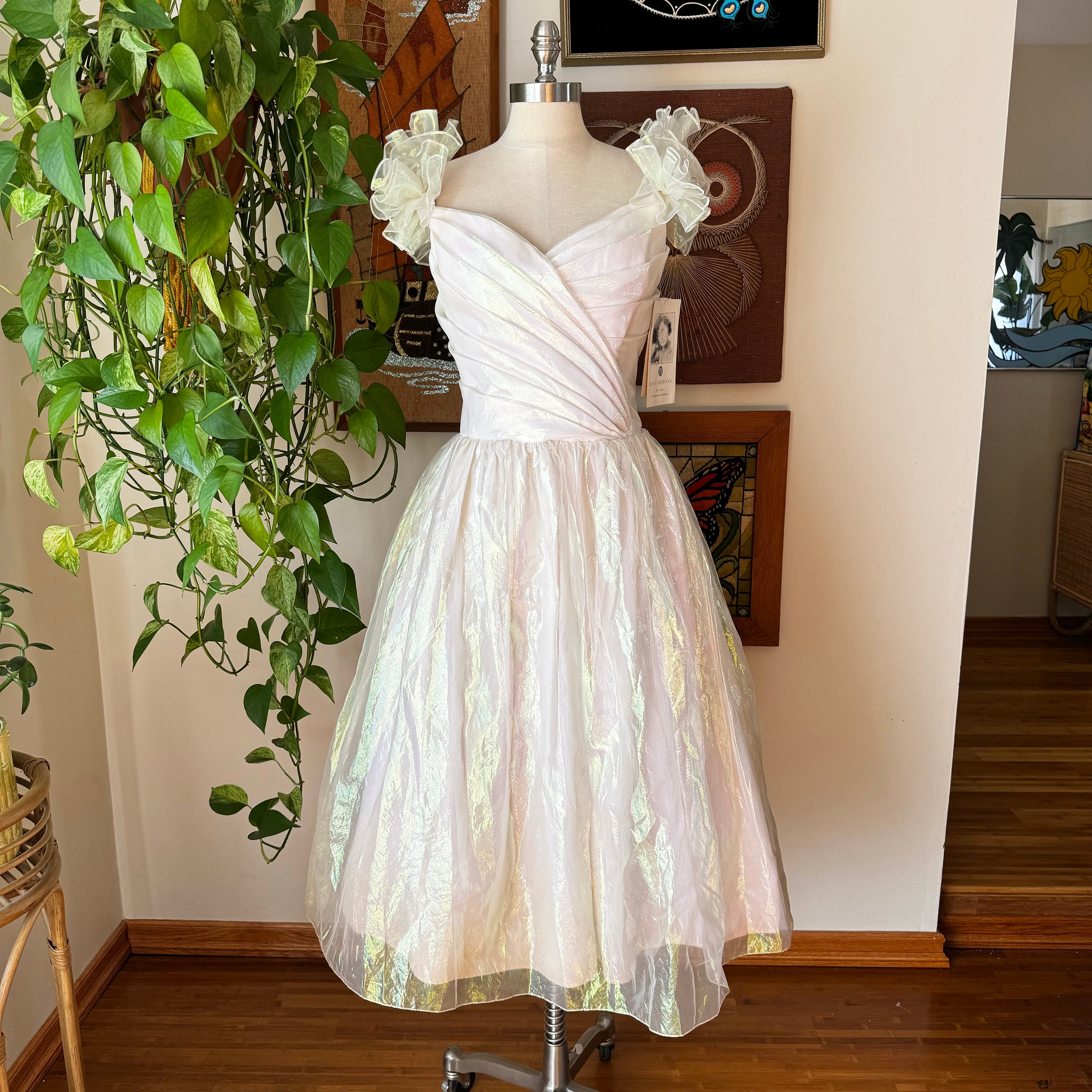 80s Vintage JESSICA MCCLINTOCK for Gunne Sax NWT Iridescent White