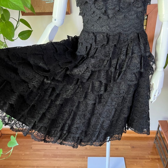 50s Vintage Rare FERMAN-O'GRADY Black Tiered Lace… - image 8