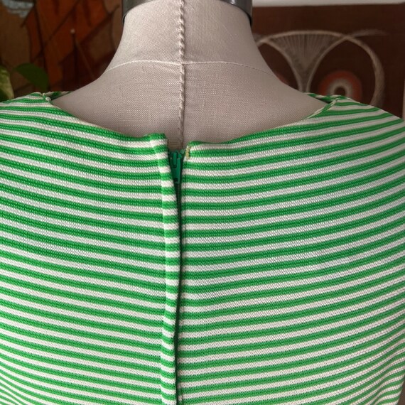 70s Vintage Green and White Striped Cowl Neck Dro… - image 7