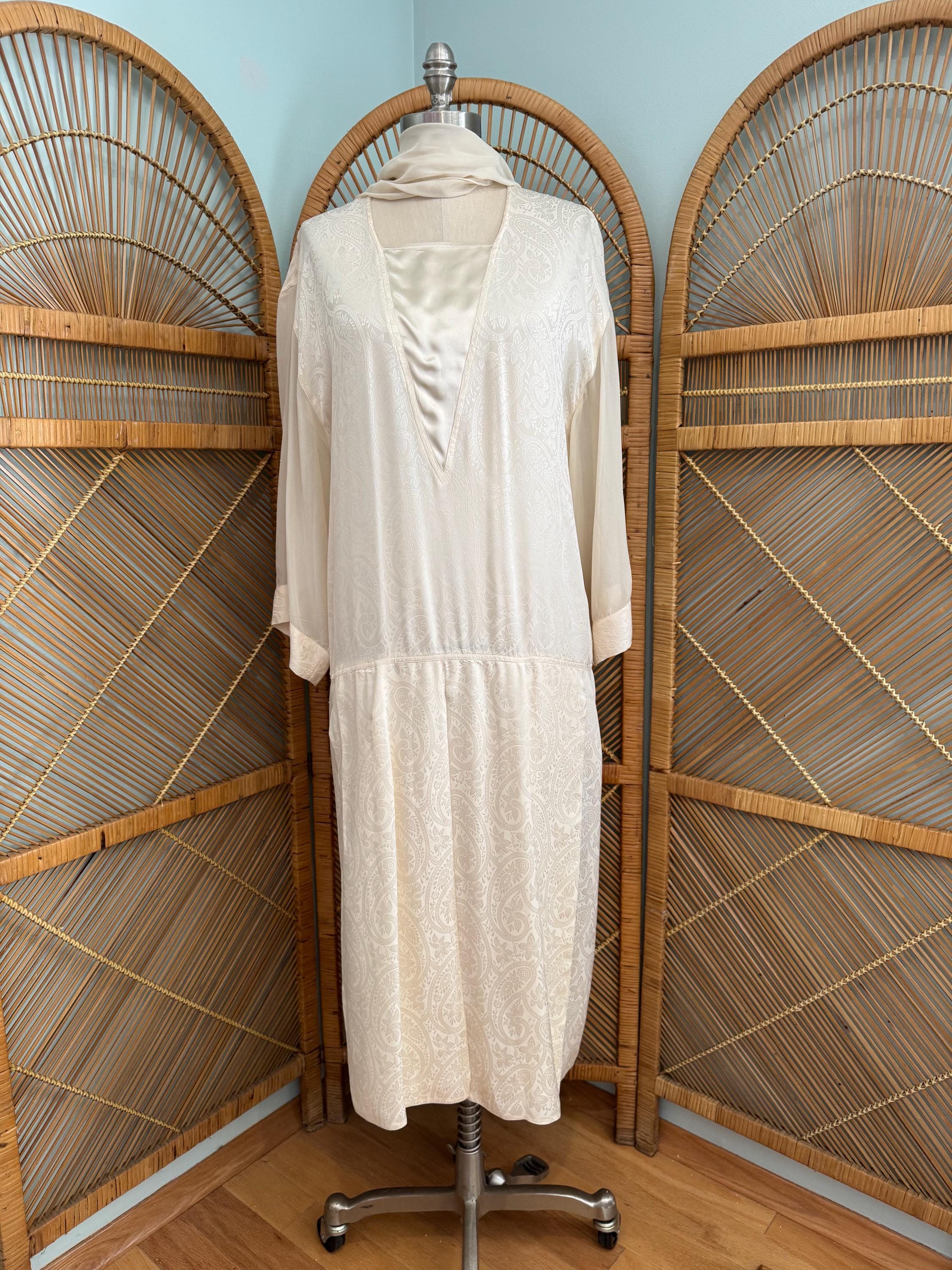 Cream Drop Waist Dress
