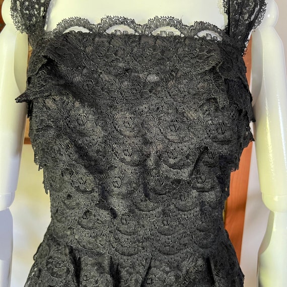 50s Vintage Rare FERMAN-O'GRADY Black Tiered Lace… - image 4