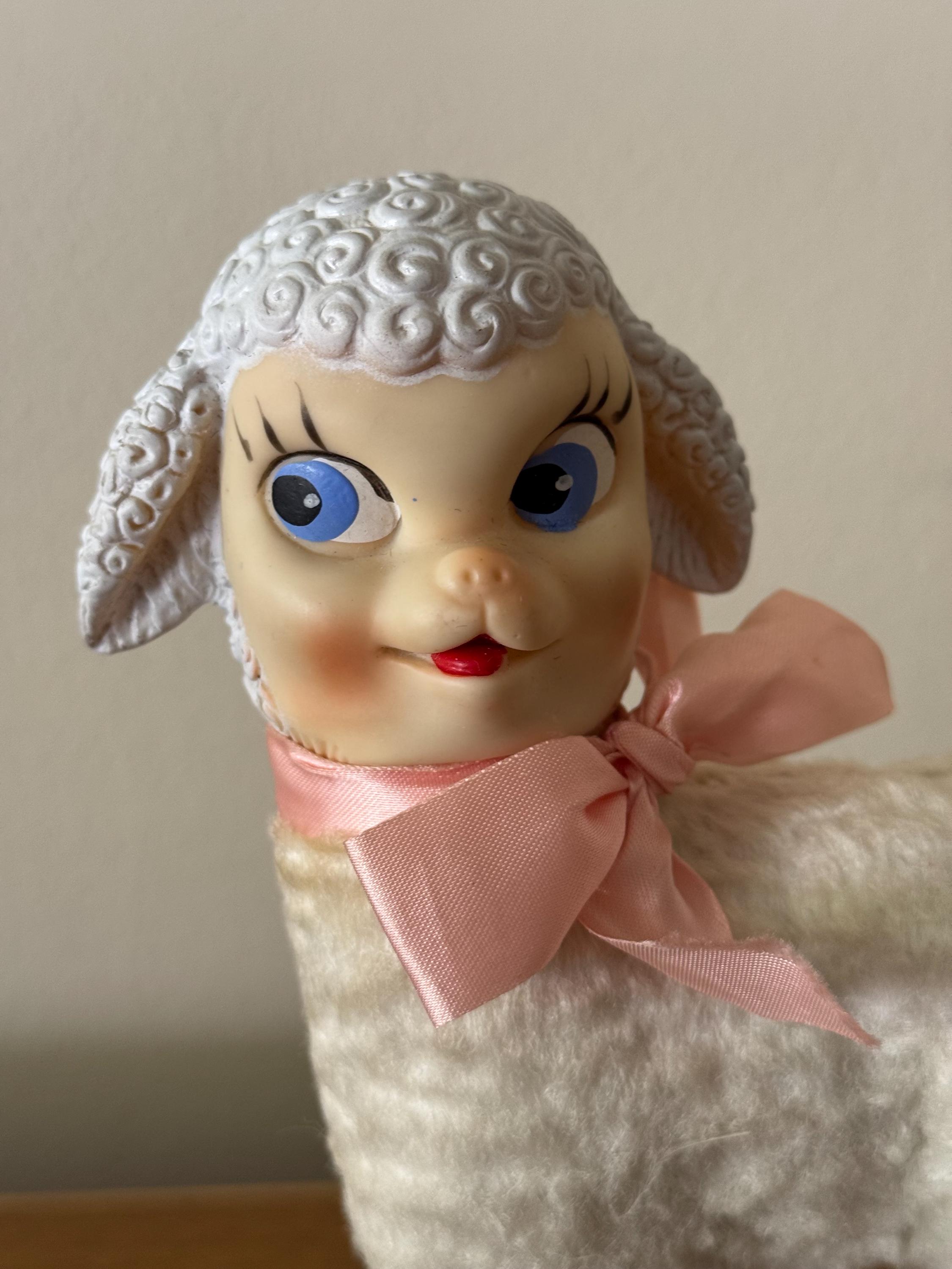 RARE 50s Vintage RUSHTON Lamb Rubber Face Plush With Curly Hair