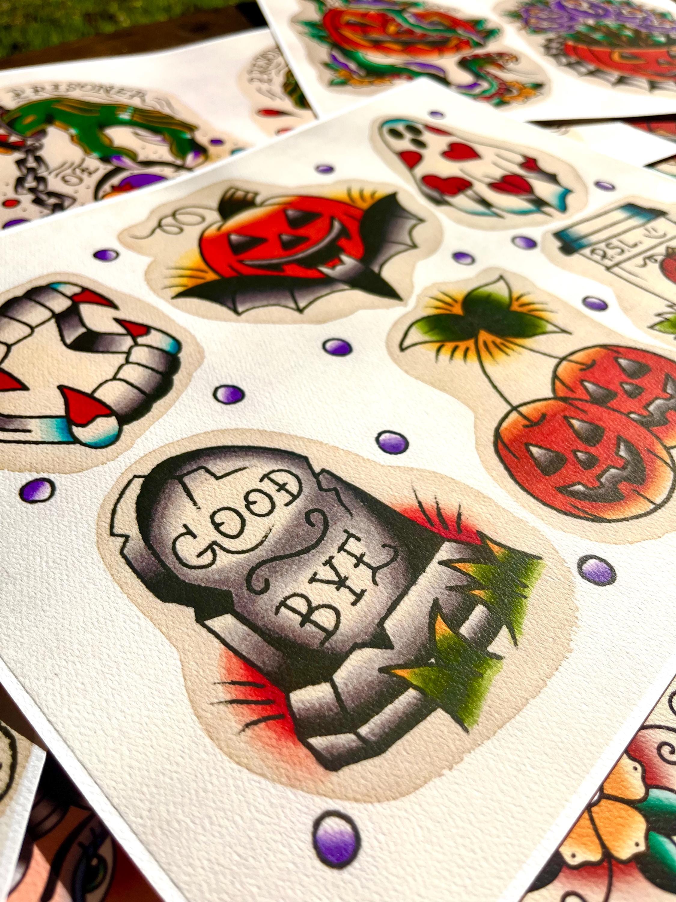 Traditional Tattoo Halloween Flash Print #4 (11x14) - Etsy