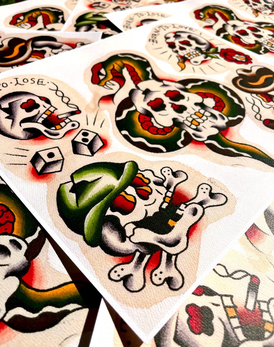 Vintage Traditional Tattoo Skull Flash Print (11x14) - Etsy