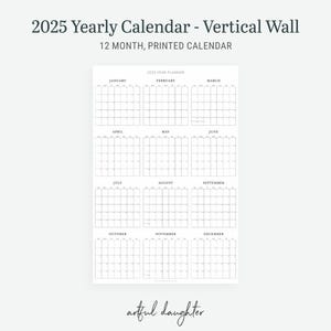 2025 Calendar Wall Art, Minimalist Poster, Black and White Matte Print, Yearly Planner, Modern Home Decor, Office Decoration, Vertical
