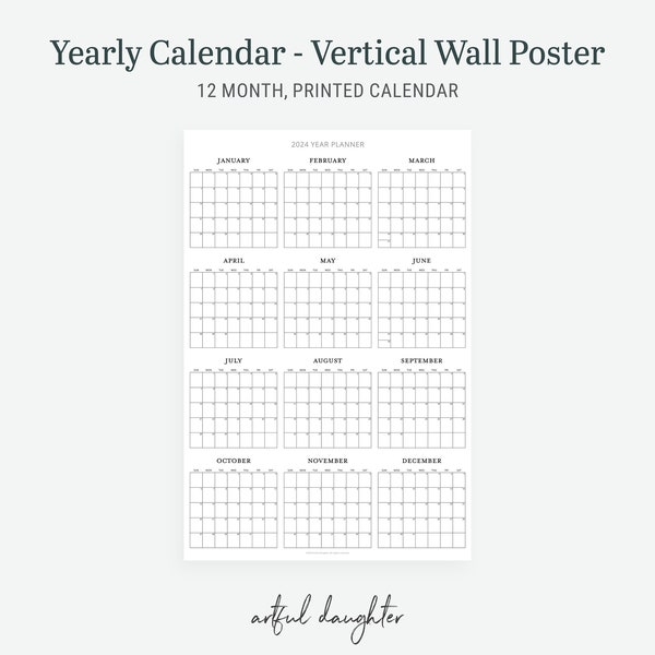 Minimal Simple 2024 Vertical Wall Calendar and Planner Poster - 1 Year