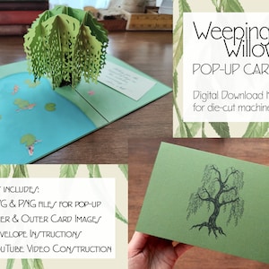 Huilende Wilgenboom POP Up Card Digitale Download Kit - Pop-up Wenskaart - SVG - PNG