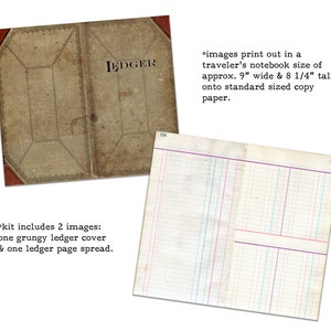 Vintage Ledger Folder Kit Perfect for junk journals, planners, scrapbooks, midori, traveler's notebooks 2 digital images in JPEG or PDF image 2