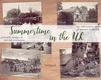 19th Century Britain UK Summer - 6 antique photographs on 4 digital pages - prints on US Letter and A4