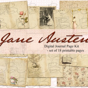 Zestaw stron dziennika cyfrowego Jane Austen - 18 stron do wydrukowania