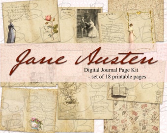 Jane Austen Digital Journal Page Kit - 18 printable pages