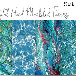 Digital Marbled Papers Set #4  - Perfect for journals, cards, mixed media, scrapbooking (4 digital pages)