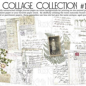 Collage Pages Kit #1 - 5 Ink Saving images to print on tea stained or parchment paper - junk journal (5 digital page spreads)