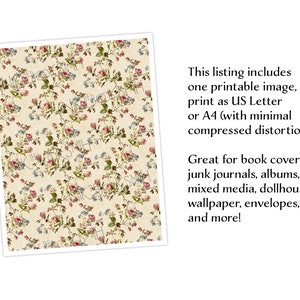 Rose Brambles - Printable Pattern for Endpapers, Washi Tape, Journals, Mixed Media, Gift Wrap ...