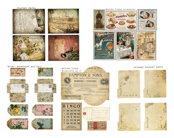 Digital Vintage Journal Ephemera Kit - Broken China - Perfect for journals, cards, mixed media, scrapbooking (5 digital images)