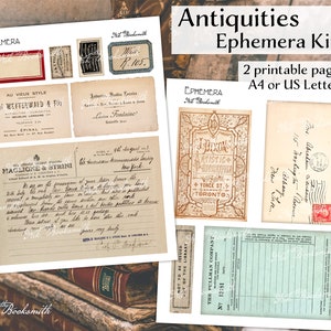 Antiquities Ephemera Kit - Perfect for making journals, cards, mixed media, albums, scrapbooking (2 digital pages)