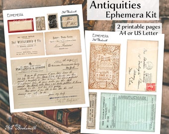 Antiquities Ephemera Kit - Perfect for making journals, cards, mixed media, albums, scrapbooking (2 digital pages)