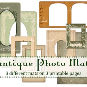 Antike Fotomatten - 8 Designs auf 3 druckbaren Seiten - Drucke auf US Letter und A4