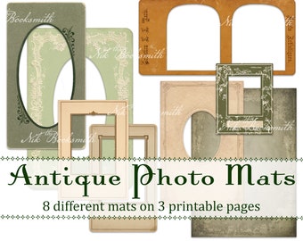 Antique Photo Mats - 8 designs on 3 printable pages - prints on US Letter and A4