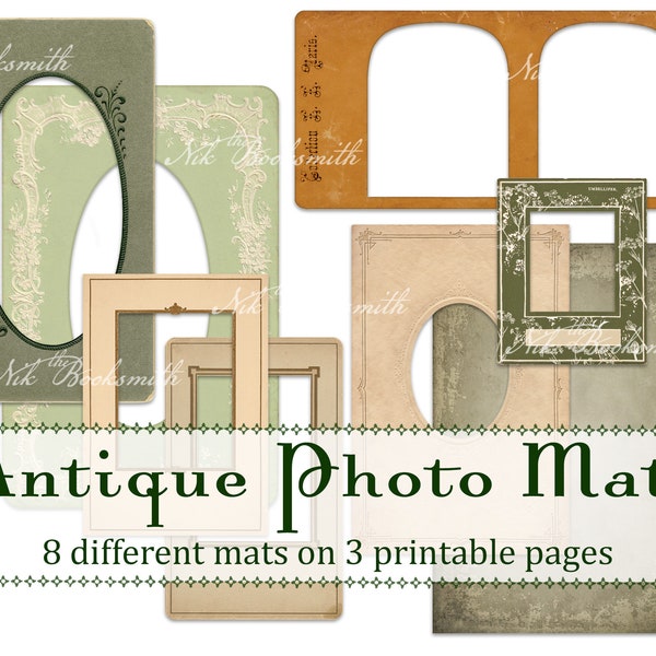 Antique Photo Mats - 8 designs on 3 printable pages - prints on US Letter and A4